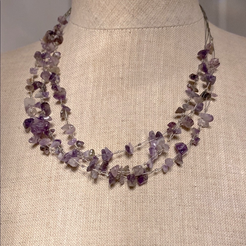 Elegant amethyst multi strand Gemstone Necklace & bracelet - Picture 4 of 7